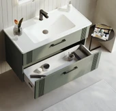 Orka Bari 85 cm Mat Yeşil Banyo Dolabı Alt Modül ve Lavabo - 2