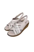 Vizon Hakiki Deri Çapraz Bantlı Puf Taban Hafif Comfort Sandalet - 3