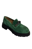 Yeşil Hakiki Deri Kalın Taban Loafer - 2
