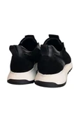 Siyah Hakiki Deri Süet Comfort Taban Sneaker - 4