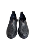 Siyah Hakiki Deri Delikli Hafif Comfort Taban Sneaker - 2