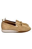 Camel Hakiki Deri Süet Fiyonk Detay Comfort Taban Loafer - 1