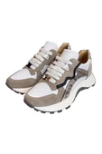 Beyaz Hakiki Deri Vizon Garnili Comfort Taban Bağcıklı Sneaker - 4