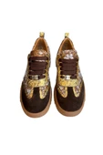 Kahve Hakiki Deri Desenli Comfort Taban Bağcıklı Sneaker - 2