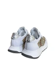 Beyaz Hakiki Deri  Hasır Desenli Comfort Taban Bağcıklı Sneaker - 3