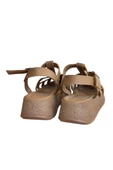 Taş Hakiki Deri Bant Detaylı Bilekten Bağlı Comfort Taban Sandalet - 4