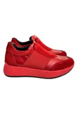 Kırmızı Hakiki Deri Comfort Taban Sneaker - 1