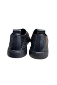 Siyah Hakiki Deri Delikli Hafif Comfort Taban Sneaker - 3