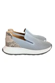 Gri Hakiki Deri Yanları Lastikli Comfort Taban Sneaker - 1
