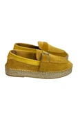Hardal Hakiki Süet Hasır Taban Tokalı Loafer - 1