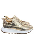 Gold Hakiki Deri Krokodil Desen Comfort Taban Sneaker - 1