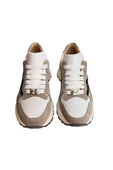 Beyaz Hakiki Deri Vizon Garnili Comfort Taban Bağcıklı Sneaker - 2