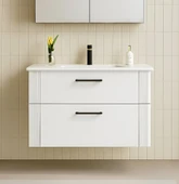 Orka Bari 85 cm Beyaz Banyo Dolabı Alt Modül ve Lavabo - 1