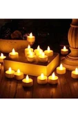 Ledli Mum Tealight Işıklı Dumansız Alevli Sarı Led Mum Pilli 6 Adet Pil Dahil SEVGİLİLER GÜNÜ thumbnail 2