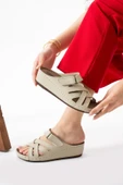 Albishoes Hafif Topuk 4,5 cm Kadın Yazlık Rahat Taban Günlük Terlik Anatomik Taban Kadın Terlik - 4