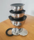 Steel&More  9 Parça Çelik Çok Amaçlı Rendeli Saklama Ve Karıştırma Kabı Seti - 5