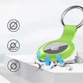 Apple AirTag Uyumlu Silikon Koruyucu Anahtarlık Arkası Kapalı Düşmez Yıkanabilir  Yeşil - 5