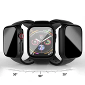 Apple Watch Series 10 46mm Uyumlu Hayalet PC Sert Kasa Ekran Koruycu 360 Güvenli Koruma  Siyah thumbnail 2