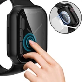 Apple Watch Series 10 46mm Uyumlu Hayalet PC Sert Kasa Ekran Koruycu 360 Güvenli Koruma  Siyah thumbnail 4