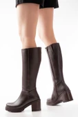 767-3013 Kahverengi Fermuarlı Günlük Kadın Çizme thumbnail 4