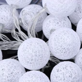 2m 10 lu Işıklı Beyaz Top Dekoratif Süs Pilli - 2