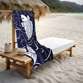 Balık Desenli Plaj Deniz Havlusu Peştemal 80x160 CM VTA10 - 1