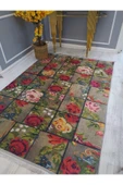 Kaymaz Tabanlı Yıkanabilir Karabağ Kilim Desenli Dot Taban Halı - 3