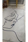 Kaymaz Tabanlı Yıkanabilir Slüet Desenli Dot Taban Halı - 3