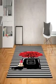 Kaymaz Taban Yıkanabilir Coco Chanel Desenli Dot Taban Halı - 1