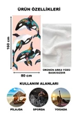 Balina Desenli Plaj Deniz Havlusu Peştemal 80x160 CM VTA11 - 2