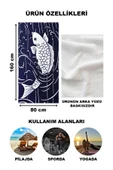 Balık Desenli Plaj Deniz Havlusu Peştemal 80x160 CM VTA10 - 2
