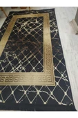 Kaymaz Tabanlı Yıkanabilir Granit Çerçeve Desenli Dot Taban Halı - 4