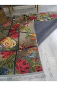 Kaymaz Tabanlı Yıkanabilir Karabağ Kilim Desenli Dot Taban Halı - 6