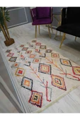 Renkli Çizgili Kilim Desenli Kaymaz Tabanlı Yıkanabilir Leke Tutmaz Dot Taban Halı Drk8072-4 - 5