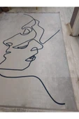 Kaymaz Tabanlı Yıkanabilir Slüet Desenli Dot Taban Halı - 4