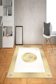 Kaymaz Tabanlı Yıkanabilir Çerçeveli Geometrik Desenli Dot Taban Halı - 1