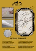Kaymaz Taban Yıkanabilir Dijital Baskı Lazer Kesimli Modern Mermer Desenli Dot Taban Halı - 2