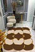 Kaymaz Taban Yıkanabilir Dijital Baskı Dekoratif Modern Desenli Elegance Serisi Lazer Kesim Dot Taban Halı ELG69 - 1