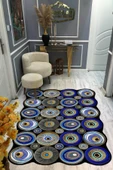 Kaymaz Taban Yıkanabilir Dijital Baskı Dekoratif Modern Desenli Elegance Serisi Lazer Kesim Dot Taban Halı ELG57 - 1