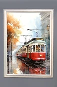 Dekoratif Kırmızı Tramvay Desenli Modern Tablo 50x70 CM - 1