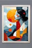 Dekoratif Modern Çerçeveli Soyut Kadın Desenli Duvar Tablosu 50x70 CM - 1