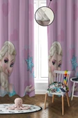 Dijital Baskı Yıkanabilir Elsa Desenli 2 Kanat Bebek ve Çocuk Odası Fon Perdesi - 1