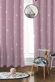Dijital Baskı Yıkanabilir Yıldız Desenli 2 Kanat Bebek ve Çocuk Odası Fon Perdesi - 1