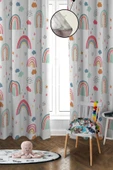 Dijital Baskı Yıkanabilir Dekoratif Modern Desenli 2 Kanat Bebek ve Çocuk Odası Fon Perdesi RB01 - 1