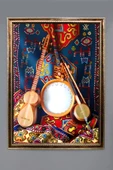 Otantik Saz Desenli Çerçeveli Duvar Tablosu 50x70cm PTL04 - 1