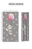 Dijital Baskı Yıkanabilir Fil Desenli 2 Kanat Bebek ve Çocuk Odası Fon Perdesi - 2