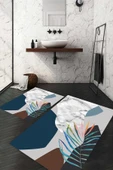 Dijital Baskı Kaymaz Taban Yıkanabilir 2'li Banyo Paspas Takımı - 2