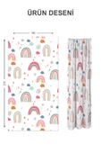 Dijital Baskı Yıkanabilir Dekoratif Modern Desenli 2 Kanat Bebek ve Çocuk Odası Fon Perdesi RB01 - 2