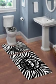 Yıkanabilir Kaymaz Tabanlı Modern Desenli 3'lü Klozet Takımı Banyo Paspas Seti APL05 - 1