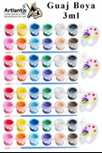 Guaj Boya 3 ml 12 Renk Resim Fırçası ve Paleti 4 Paket Mini Küçük Guaj Boya Etkinlik Boyama Boyası Su Bazlı Resim Okul - 1
